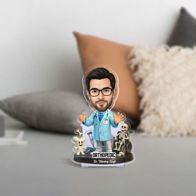 Personalized Orthopedic Doctor Bobblehead Caricature Standee | Gift for Doctors, Medical Students & Orthopedic Surgeons Creative Clinic & Hospital Desk Decor Battery Powered Moving Head